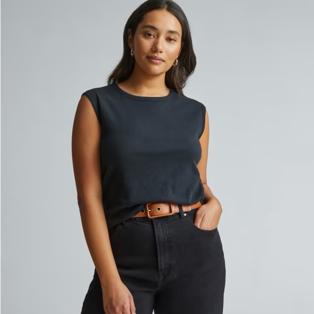 Everlane Air muscle tank, 100% cotton, black, small, EUC